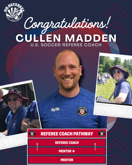 Cullen Madden Earns U.S. Soccer Referee Coach License